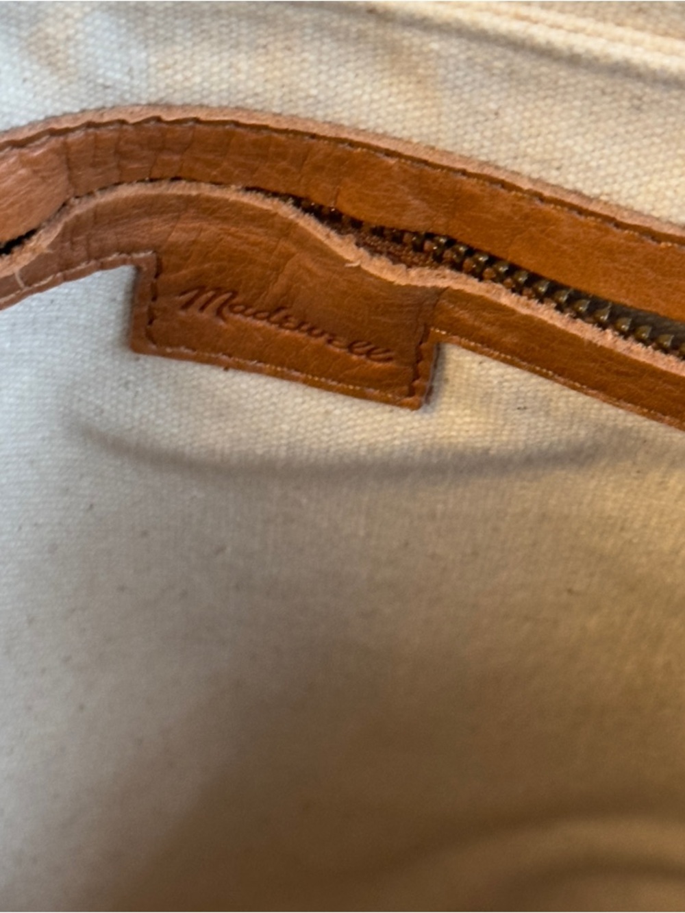 Madewell Transport Tote Tan Leather With Woven Handles Boho Detachable Strap - Picture 7 of 10